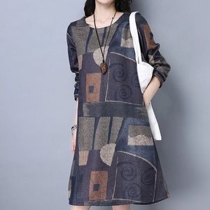 Color block long sweater dress